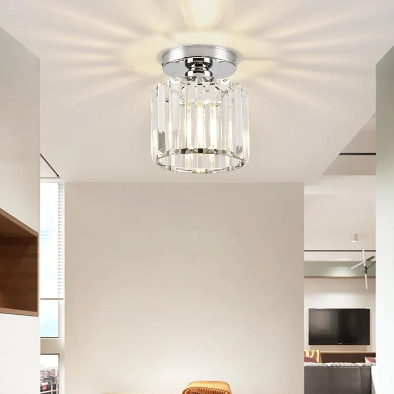 Kilon plafondlamp kristal kubus messing plafond hal woonkamer slaapkamer moderne verlichting compact | Sansoti