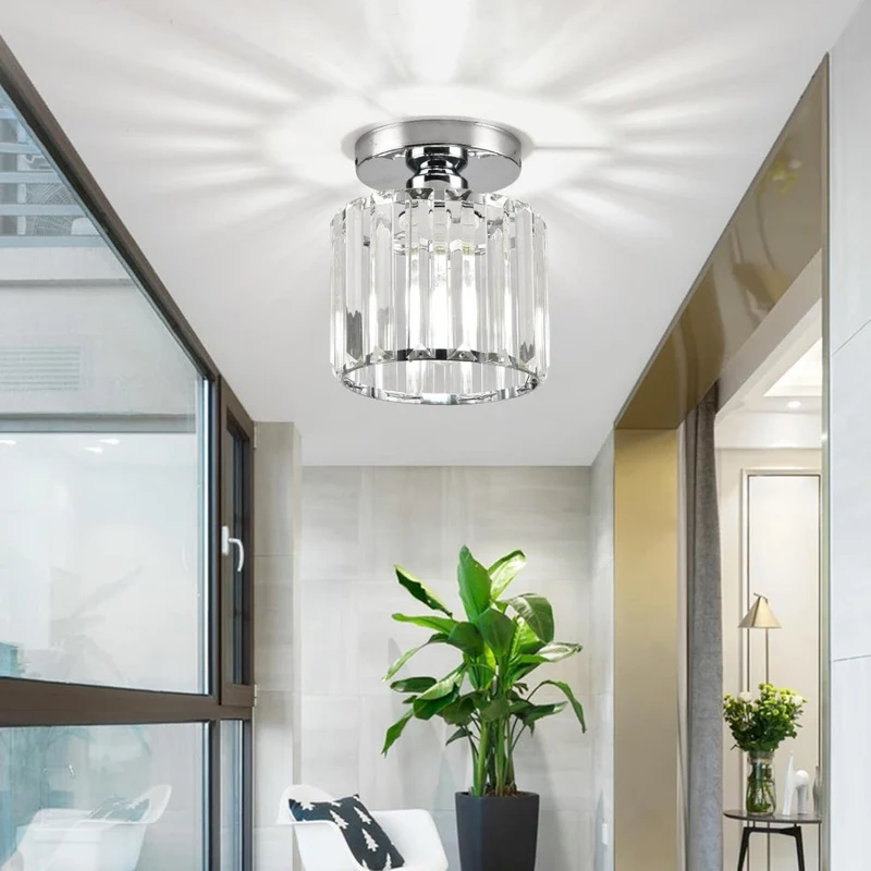 Kilon plafondlamp kristal kubus messing plafond hal woonkamer slaapkamer moderne verlichting compact | Sansoti