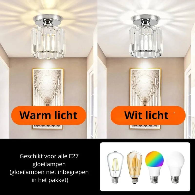 Kilon plafondlamp kristal kubus messing plafond hal woonkamer slaapkamer moderne verlichting compact | Sansoti