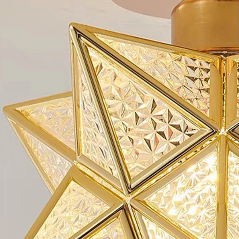Pinlo stervorm plafondlamp E27 goud hal slaapkamer verlichting geometrisch design plafondlamp modern klassiek compact 20 cm | Sansoti