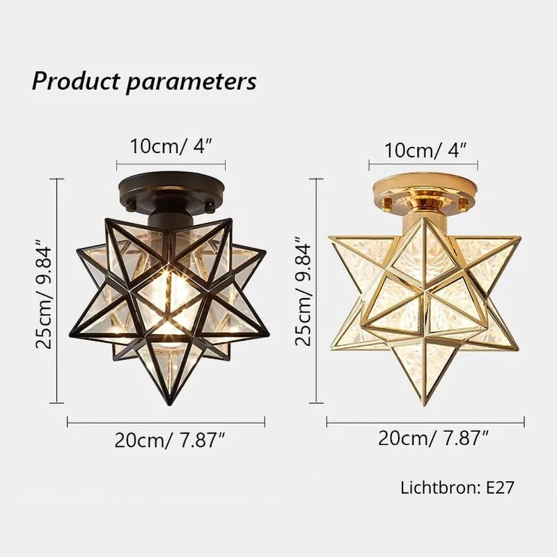Pinlo stervorm plafondlamp E27 goud hal slaapkamer verlichting geometrisch design plafondlamp modern klassiek compact 20 cm | Sansoti