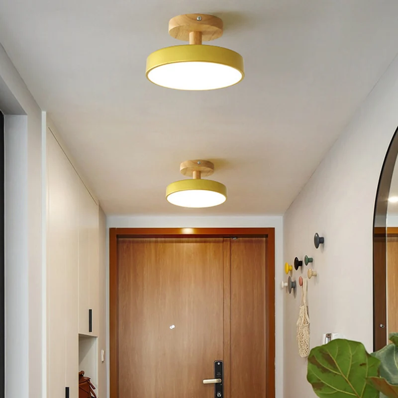Pedol plafondlamp LED 12W hout groen plafondlamp slaapkamer hal Scandinavisch design moderne verlichting kleine ruimtes | Sansoti