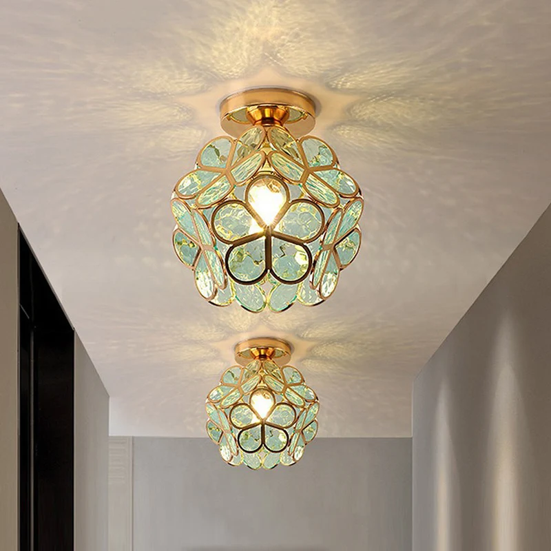 Floyem Flower Plafondlamp 20cm Acryl Goud Gang Slaapkamer Bloemdesign Verlichting Compacte Plafondlamp Hal Lamp | Sansoti