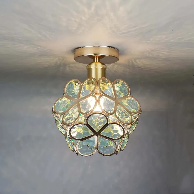 Floyem Flower Plafondlamp 20cm Acryl Goud Gang Slaapkamer Bloemdesign Verlichting Compacte Plafondlamp Hal Lamp | Sansoti