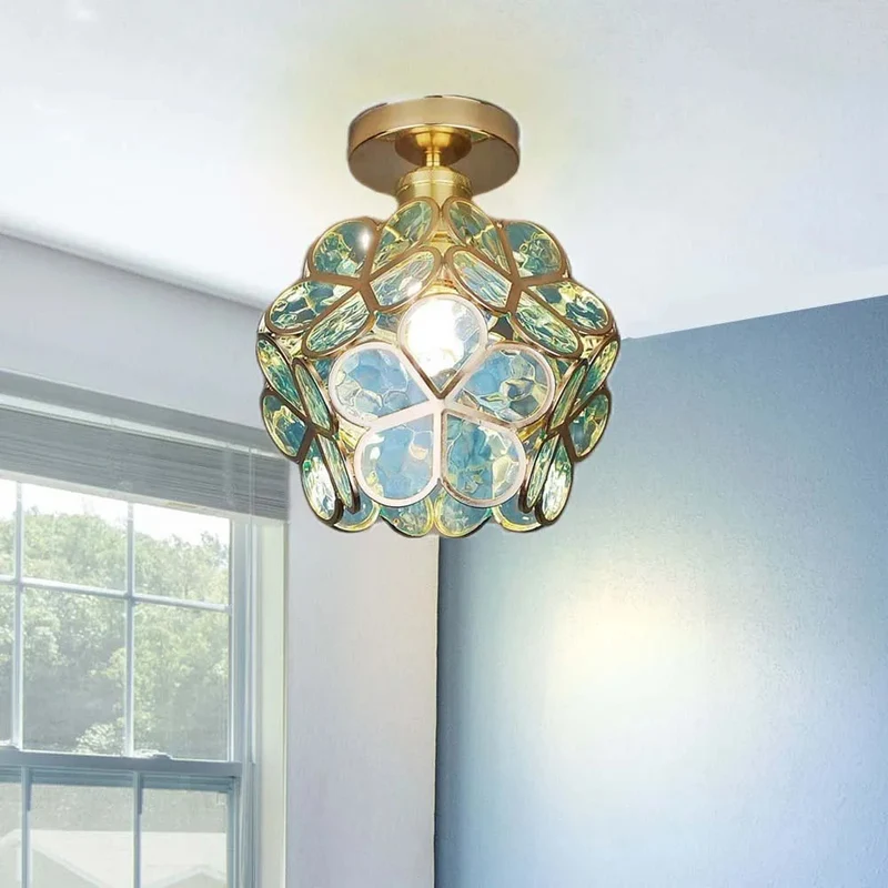 Floyem Flower Plafondlamp 20cm Acryl Goud Gang Slaapkamer Bloemdesign Verlichting Compacte Plafondlamp Hal Lamp | Sansoti