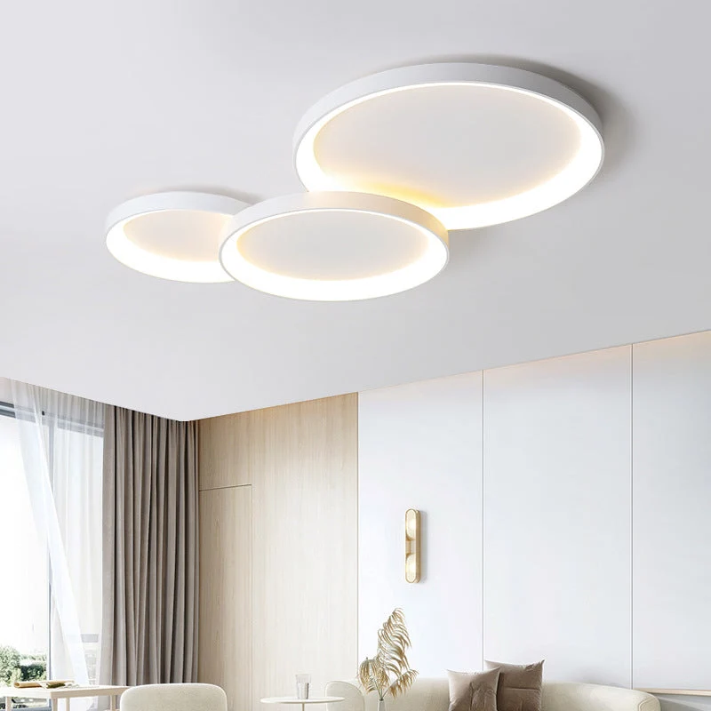 Minimalistische plafondlamp metaal acryl LED zwart woonkamer plafondverlichting modern design ringlamp | Sansoti