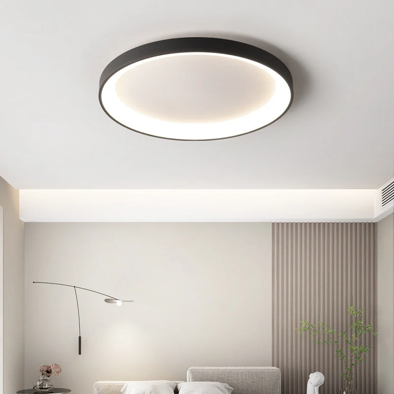 Minimalistische plafondlamp metaal acryl LED zwart woonkamer plafondverlichting modern design ringlamp | Sansoti