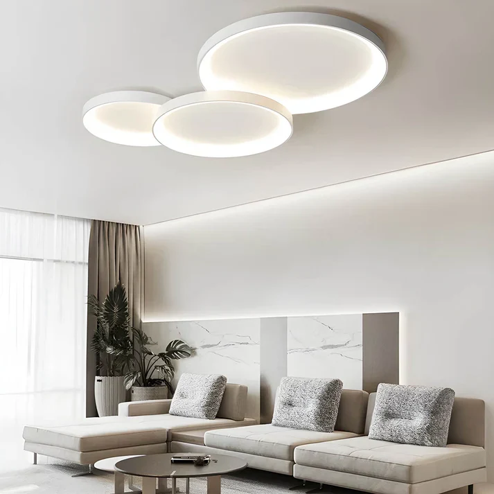Minimalistische plafondlamp metaal acryl LED zwart woonkamer plafondverlichting modern design ringlamp | Sansoti