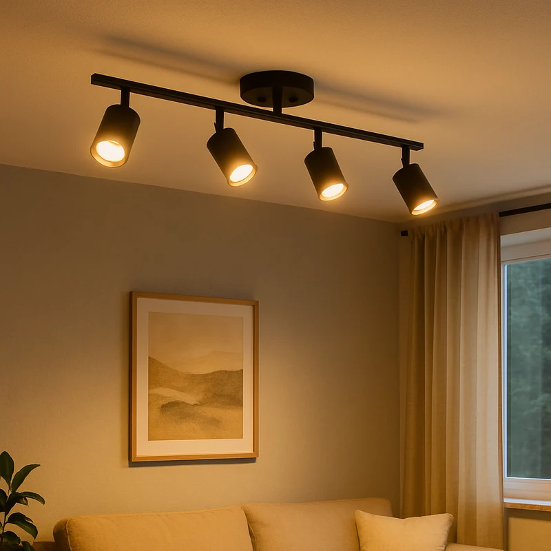 Moderne 4-kops plafondlamp GU10 aluminium zwart woonkamer keuken verlichting verstelbare spots plafondlamp modern design | Sansoti