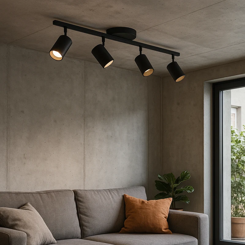 Moderne 4-kops plafondlamp GU10 aluminium zwart woonkamer keuken verlichting verstelbare spots plafondlamp modern design | Sansoti