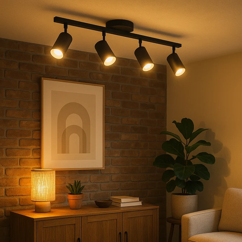 Moderne 4-kops plafondlamp GU10 aluminium zwart woonkamer keuken verlichting verstelbare spots plafondlamp modern design | Sansoti