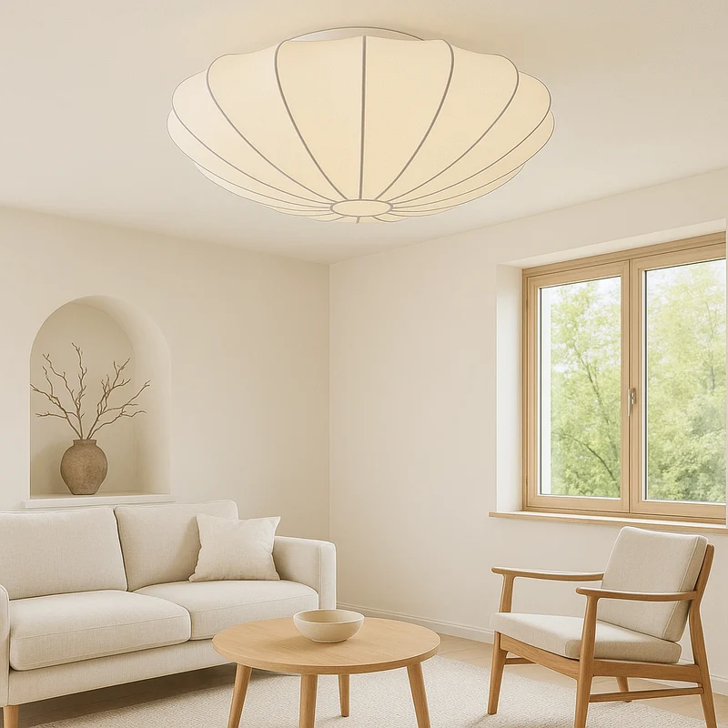 Nelson plafondlamp zijdevezel 3000K wit woonkamer slaapkamer cocoon design Japandi verlichting | Sansoti