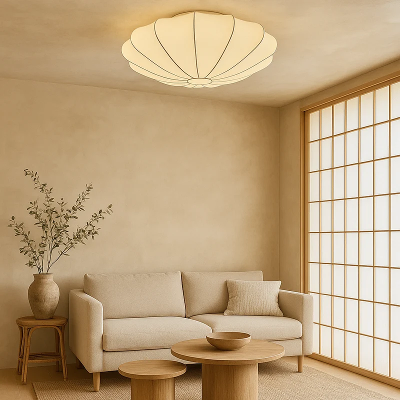 Nelson plafondlamp zijdevezel 3000K wit woonkamer slaapkamer cocoon design Japandi verlichting | Sansoti