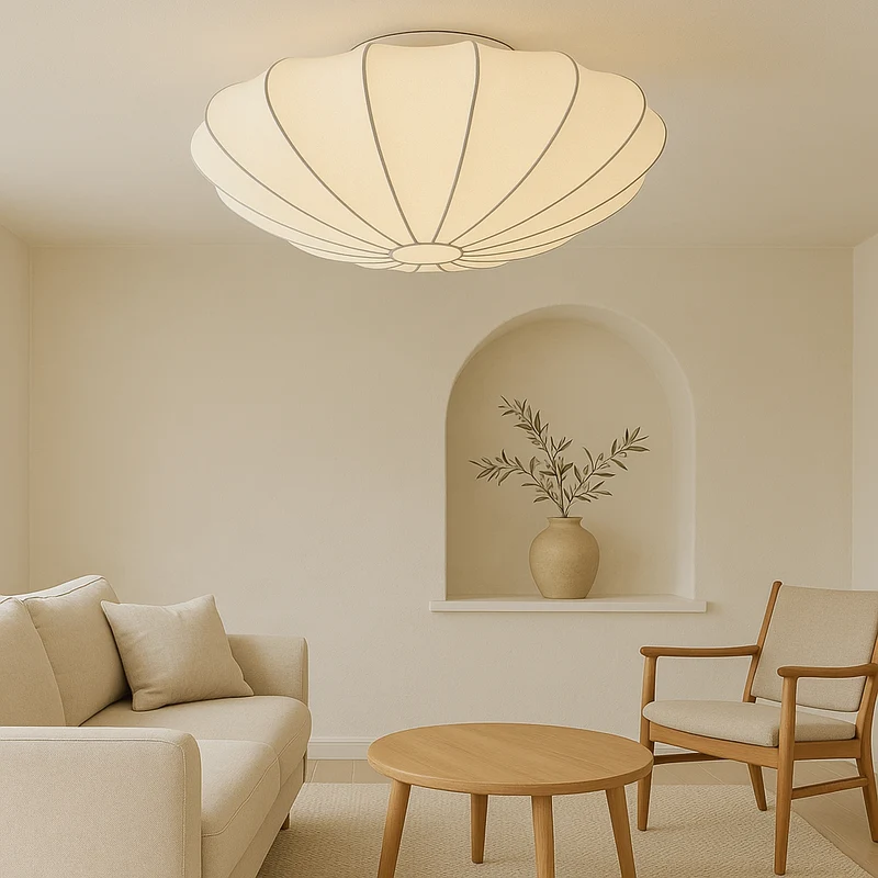 Nelson plafondlamp zijdevezel 3000K wit woonkamer slaapkamer cocoon design Japandi verlichting | Sansoti