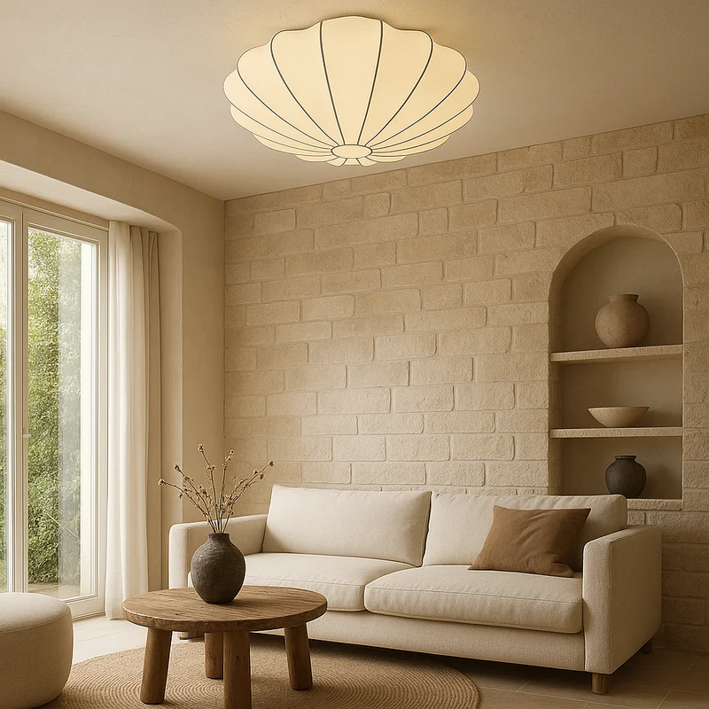 Nelson plafondlamp zijdevezel 3000K wit woonkamer slaapkamer cocoon design Japandi verlichting | Sansoti