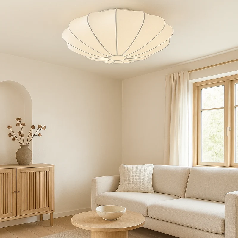 Nelson plafondlamp zijdevezel 3000K wit woonkamer slaapkamer cocoon design Japandi verlichting | Sansoti