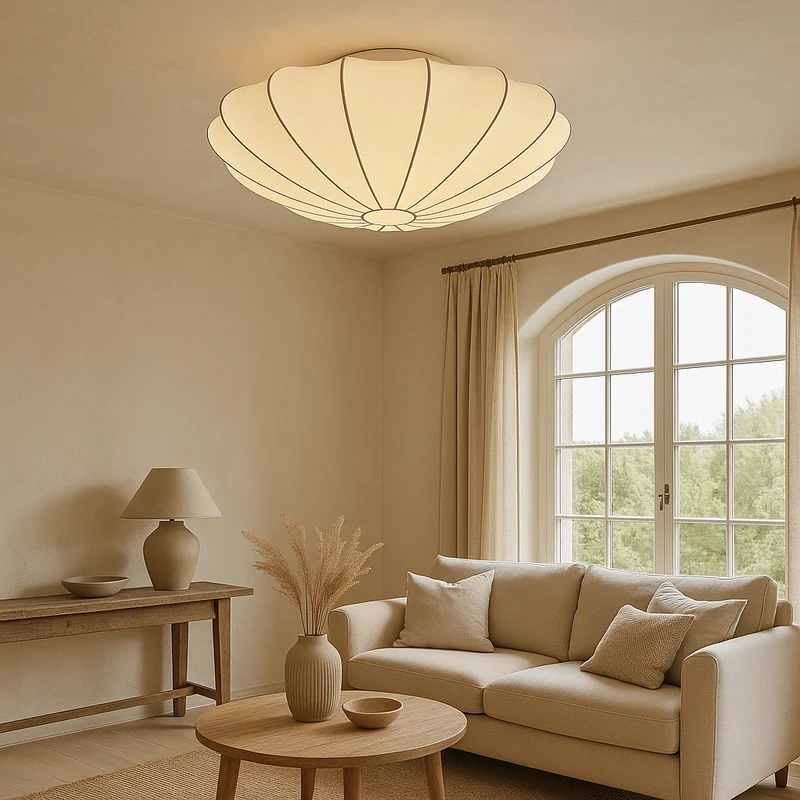 Nelson plafondlamp zijdevezel 3000K wit woonkamer slaapkamer cocoon design Japandi verlichting | Sansoti