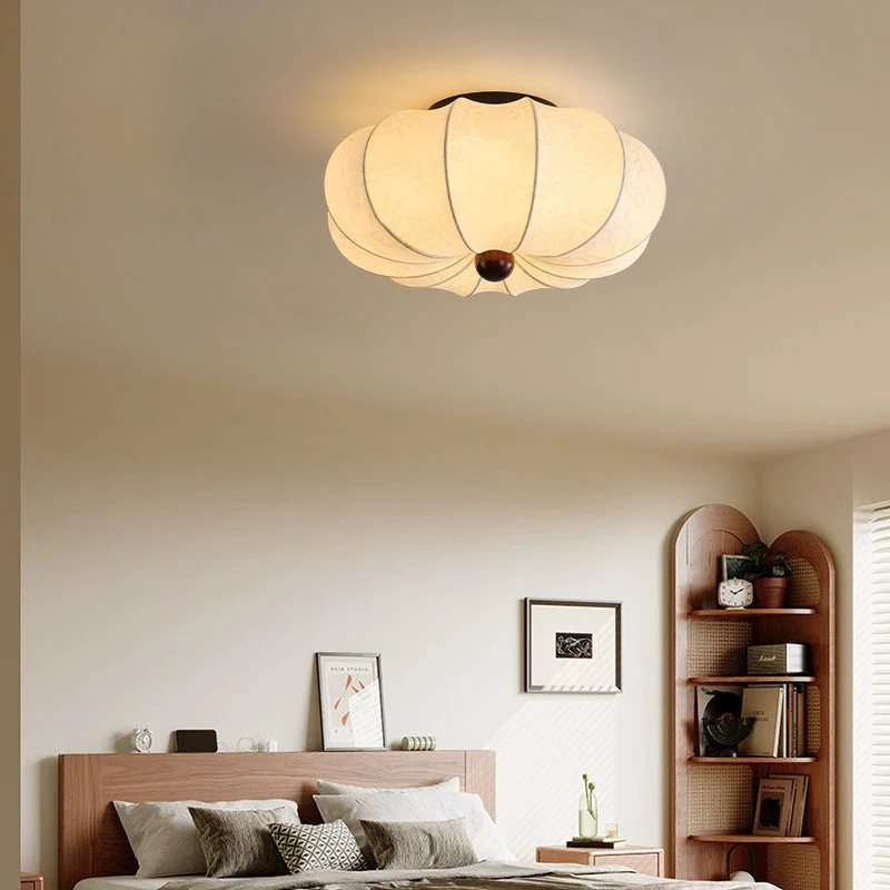 Middeleeuwse zijden plafondlamp E27 stof wit plafondlamp woonkamer slaapkamer hal klassieke verlichting rond design 40cm 50cm 60cm | Sansoti