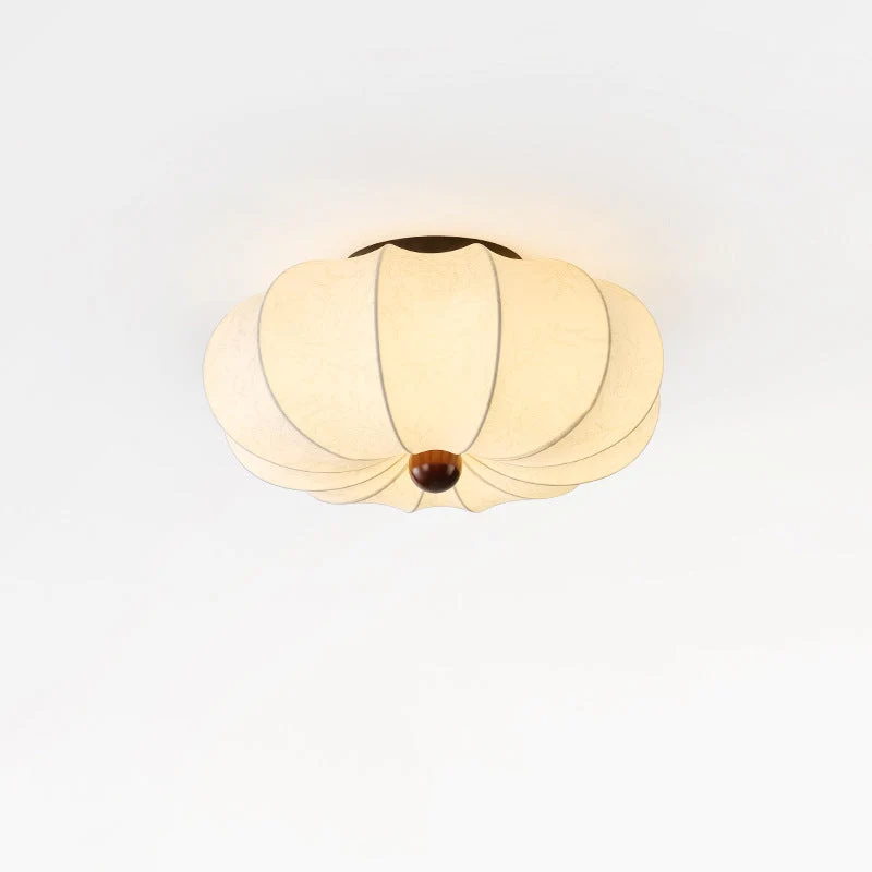 Middeleeuwse zijden plafondlamp E27 stof wit plafondlamp woonkamer slaapkamer hal klassieke verlichting rond design 40cm 50cm 60cm | Sansoti