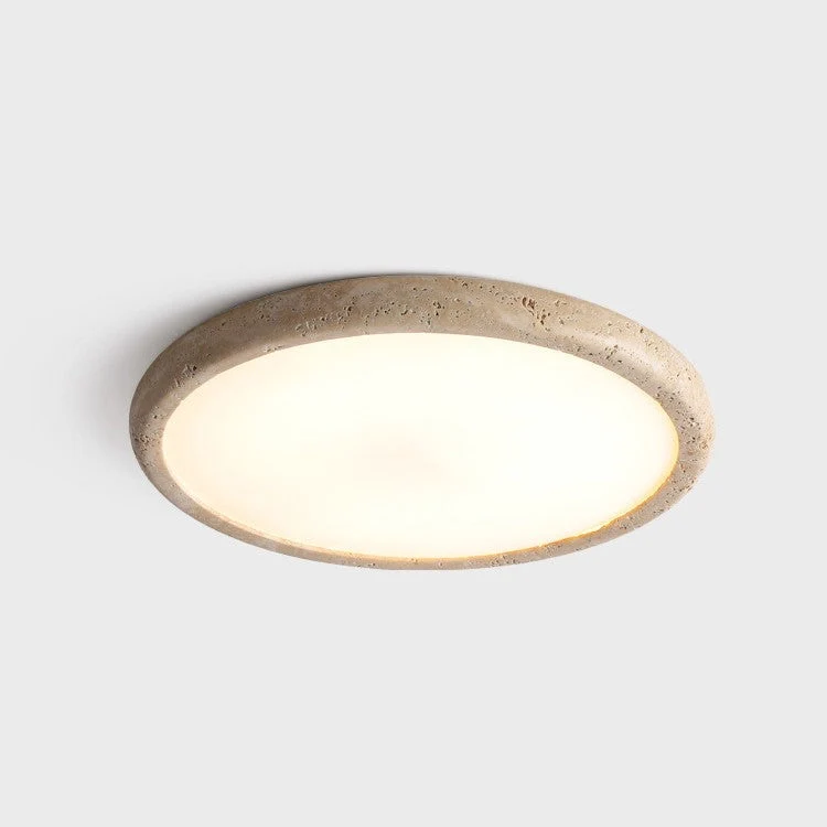 Stenen plafondlamp travertijn LED 3000K beige plafondverlichting slaapkamer woonkamer rond design Ø38 Ø48 Ø58 | Sansoti