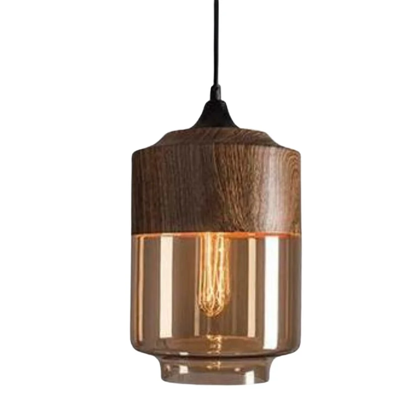 Scandinavische Hanglamp van Glas met Houtlook – Warme Designverlichting voor Woonkamer & Eetkamer | Sansoti