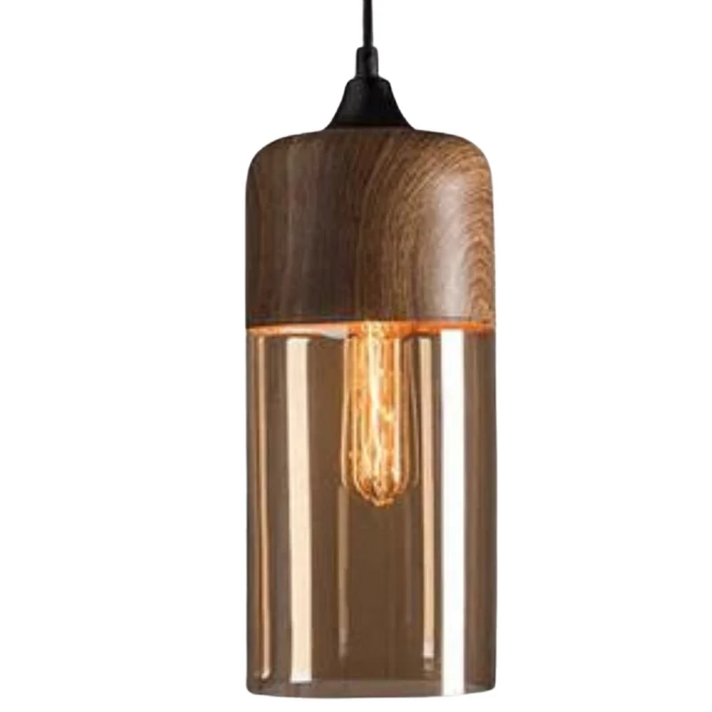 Scandinavische Hanglamp van Glas met Houtlook – Warme Designverlichting voor Woonkamer & Eetkamer | Sansoti