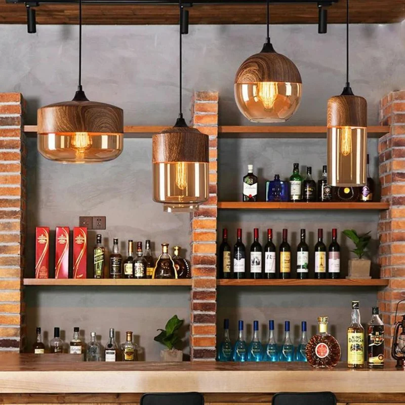 Scandinavische Hanglamp van Glas met Houtlook – Warme Designverlichting voor Woonkamer & Eetkamer | Sansoti