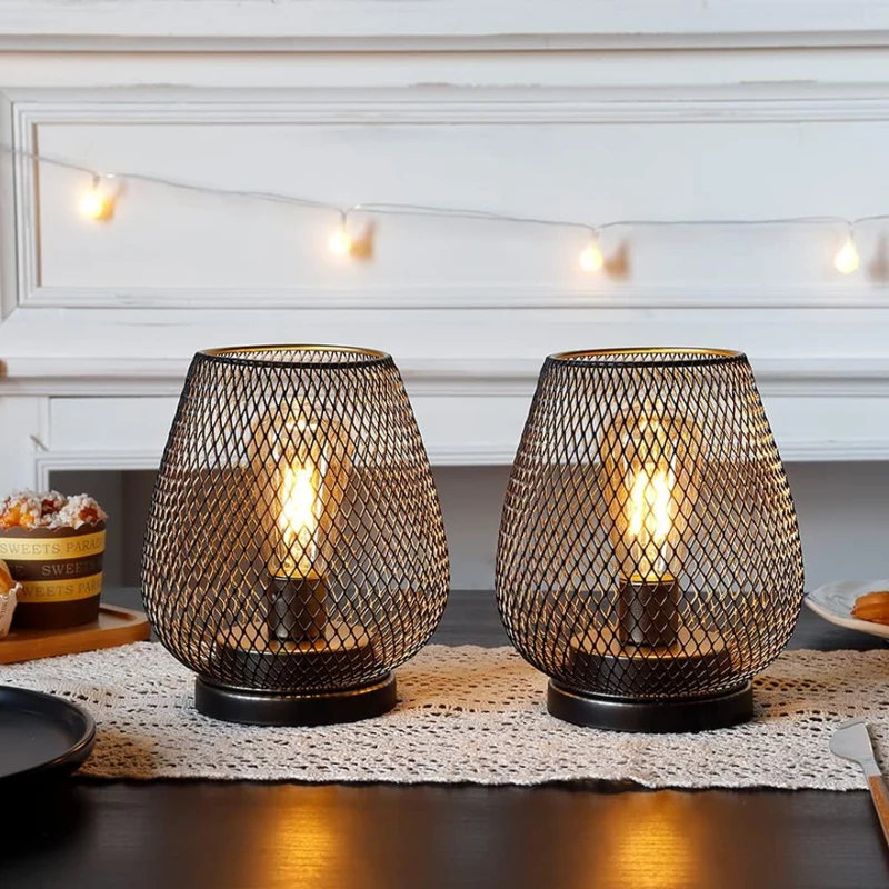 Tafellamp Draadloos Oplaadbaar Metaal Gaas Warm Wit LED Sfeerverlichting Binnen Buiten | Sansoti