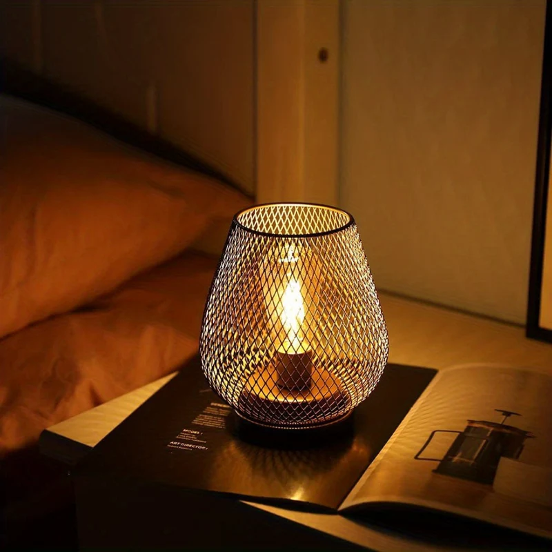 Tafellamp Draadloos Oplaadbaar Metaal Gaas Warm Wit LED Sfeerverlichting Binnen Buiten | Sansoti