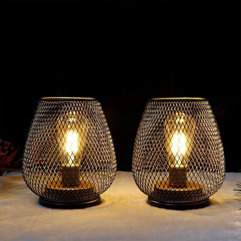 Tafellamp Draadloos Oplaadbaar Metaal Gaas Warm Wit LED Sfeerverlichting Binnen Buiten | Sansoti