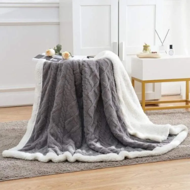 Duvet Sherpa Verzwaringsdeken 150x200cm Grijs Tweepersoons Warm Fleece Deken Bedsprei Zwaartedeken Winter Slaapkamer | Sansoti
