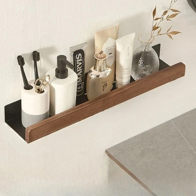 Badkamer wandplank van massief hout – Zonder boren, natuurlijk design | Sansoti