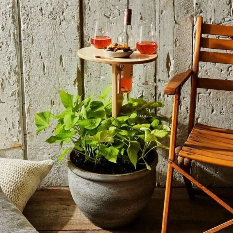 Draagbare Wijntafel voor Picknick & Outdoor – Wijn en Glazen Veilig Buiten