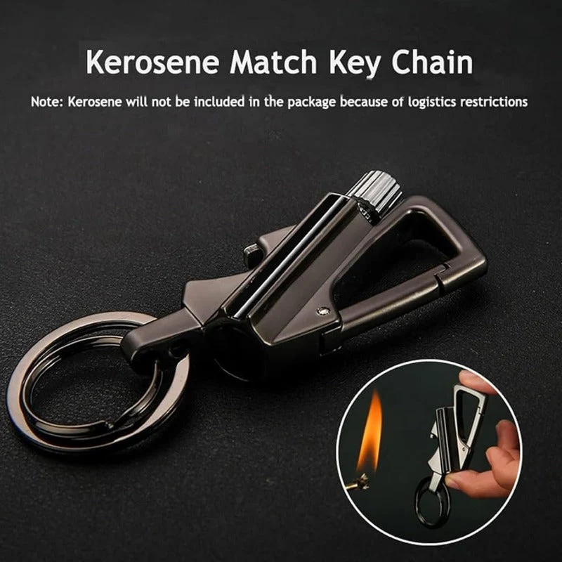 Permanente lucifer sleutelhanger met flesopener – 3-in-1 survival aansteker voor outdoor gebruik | Sansoti