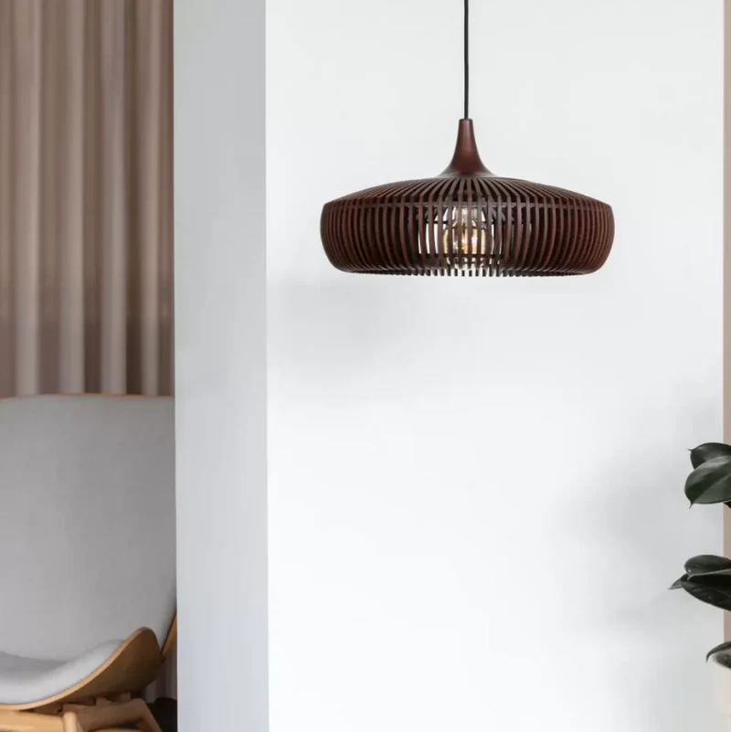 Houten Hanglamp Japandi Design Massief Hout 43cm | Sansoti