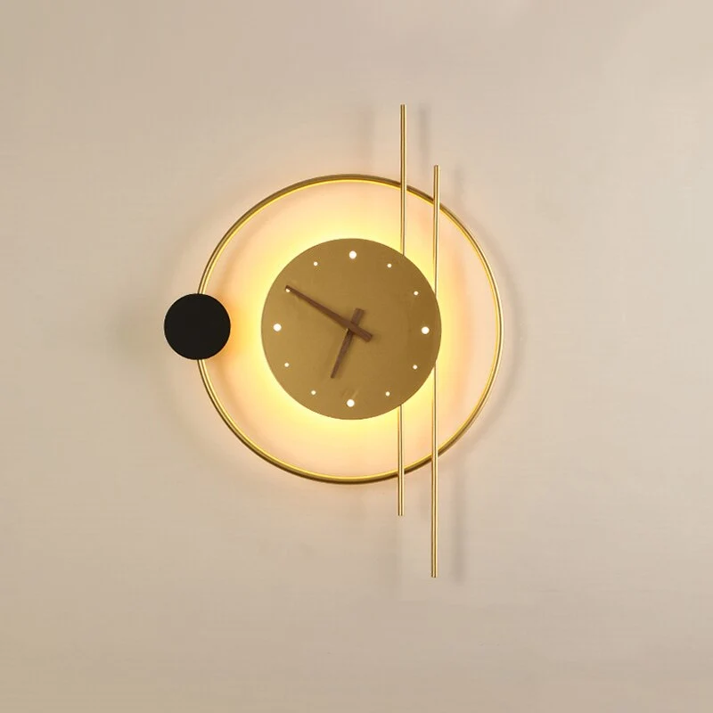 Wandklok Met Verlichting Groot 57x41,5cm Goud Zwart Modern Design | Sansoti