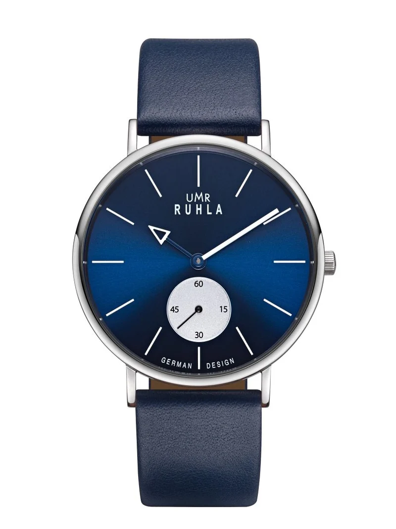 UMR Ruhla Style 30168-2 Armbanduhr Dunkelblau • Dezentrale Sekunde • Seiko Quarzwerk