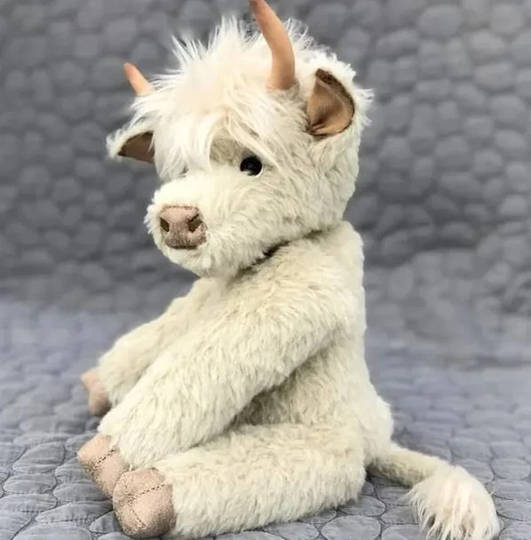 Handgemaakte Hooglandkoe Knuffel 25cm met Bloemen Decoratie Pluche Speelgoed voor Kinderen Babykamer | Sansoti