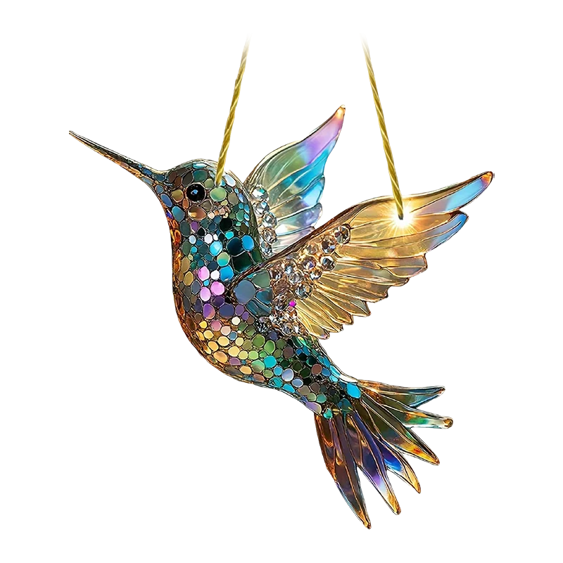 Raamhanger Kolibrie Acryl Gekleurd Glas 20x20 cm Vogel Decoratie Venster Suncatcher Lichtprisma Raamdecoratie | Sansoti