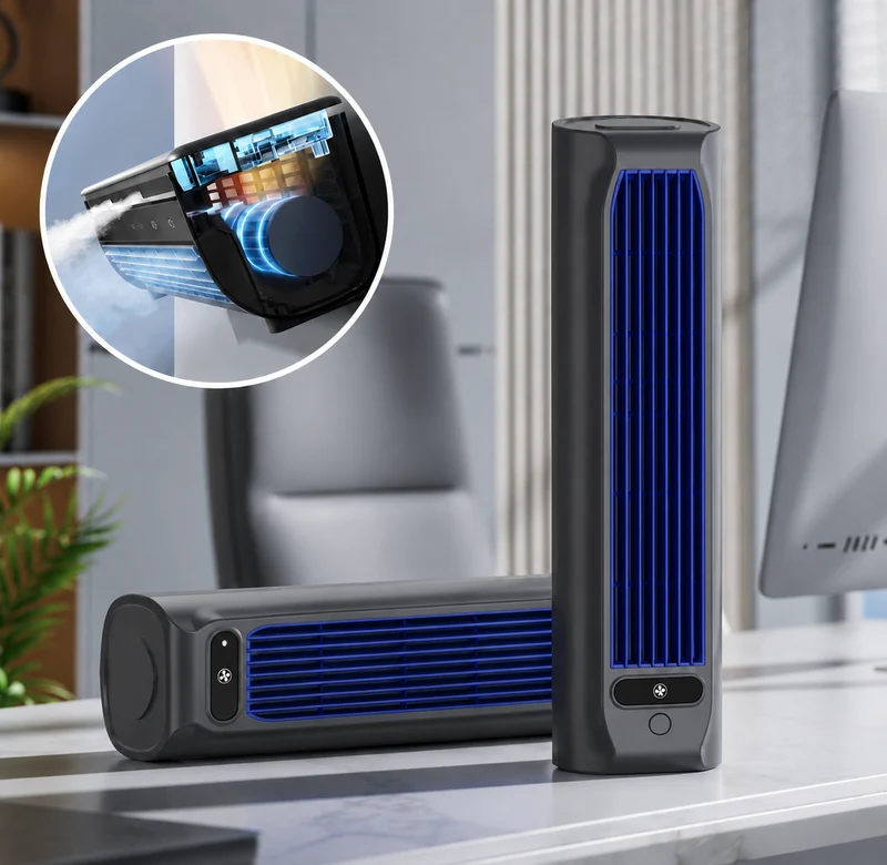 Draadloze Oplaadbare Ventilator 2000mAh Wandmontage Koeling Mobiele Aircooler 12 Uur Stille Werking Stil | Sansoti