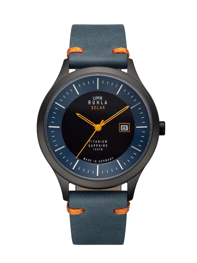 UMR Ruhla RUHLA-Solar RSO95953 Herren Armbanduhr Dunkelblau • Solaruhrwerk Epson VS37 • Saphirglas