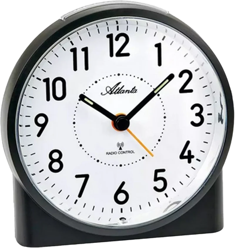 Atlanta Analog Funkwecker 11.5 cm Kunststoff • Funkgesteuerte Zeiteinstellung • Crescendo Alarm