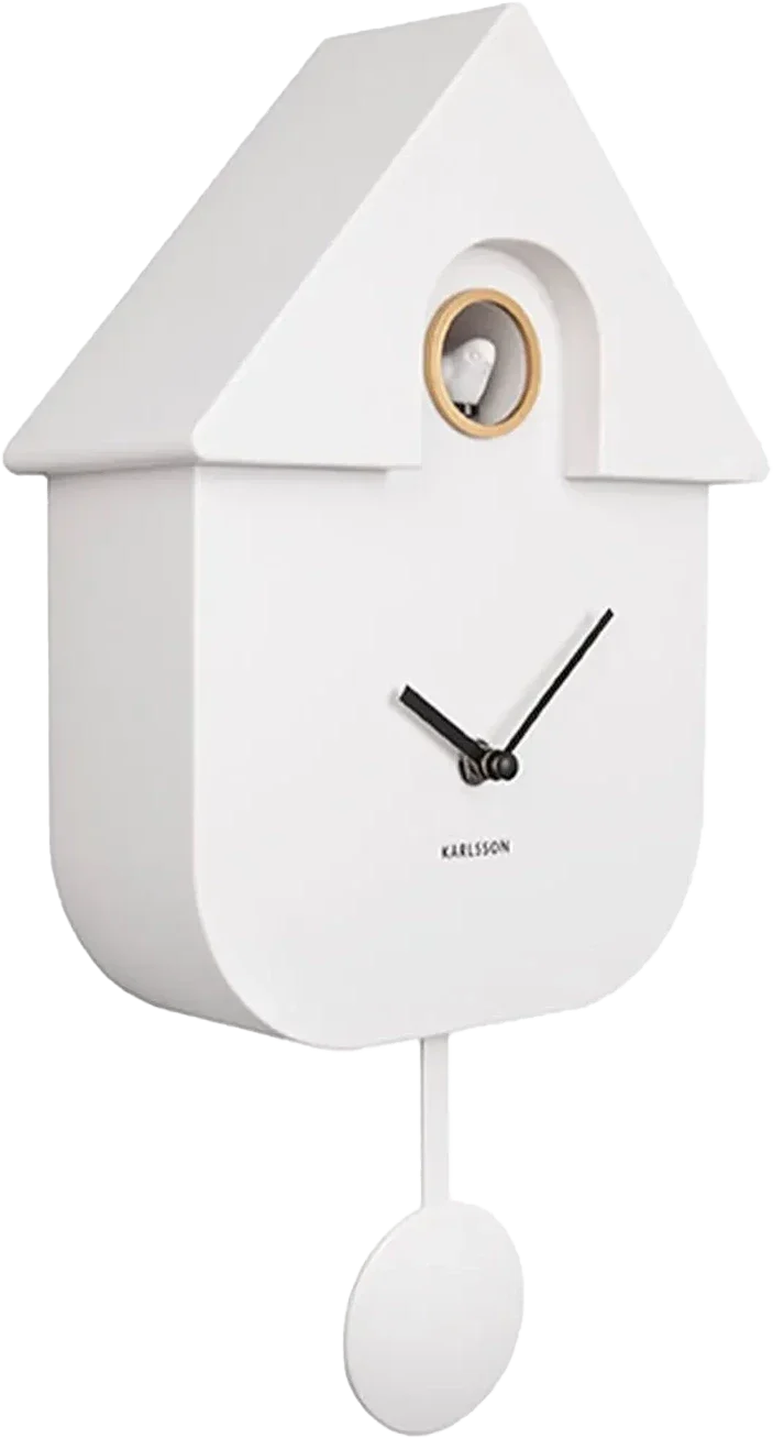 Karlsson Wanduhr 41x21,5x8,5 cm • Modernes Kuckucksuhr-Design • Geräuschloses Quarz-Uhrwerk