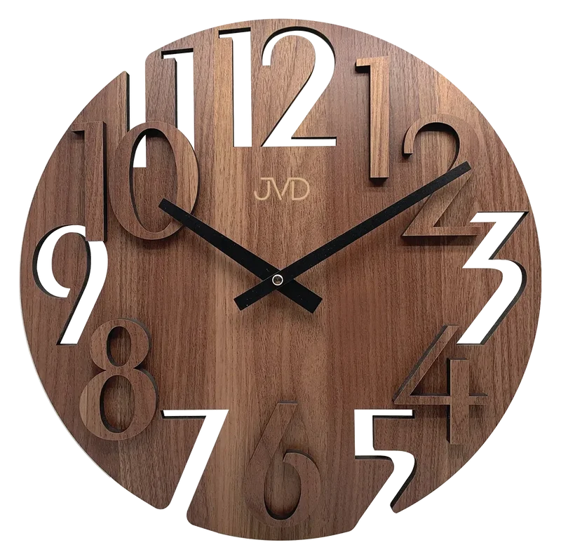 JVD Wanduhr 40 cm Ø Holz • Geräuschloses Quarz-Uhrwerk • Modernes Design