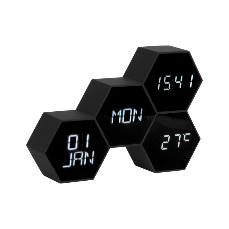 Karlsson Six In The Mix Wecker 17.5 cm Schwarz Gummiert • Zeitanzeige • Weckfunktion