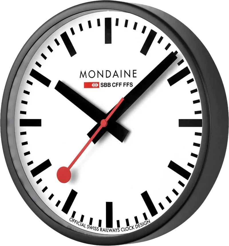 Mondaine Wanduhr 25x25x4,2 cm Aluminium • Schweizer Design • Geräuschloses Quarzwerk
