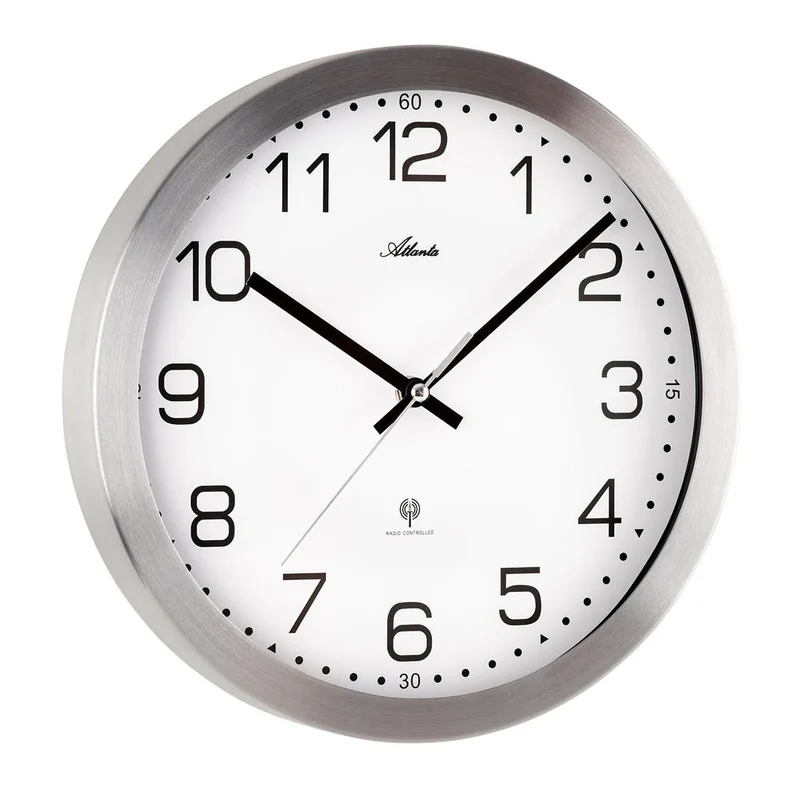 Atlanta Wanduhr 30 cm Ø Edelstahl • Funkwerk • Modernes Design