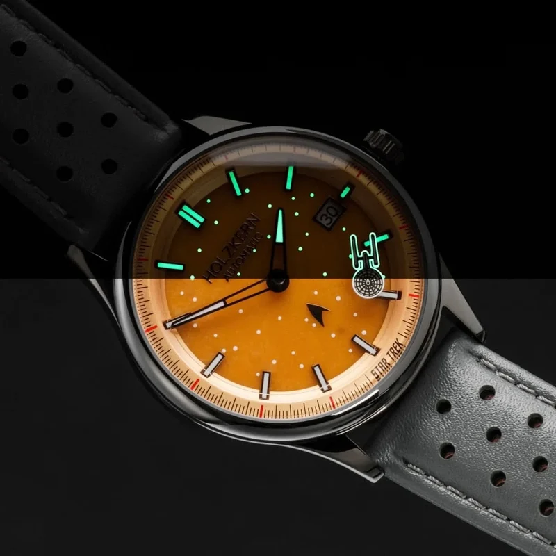 Holzkern NCC-1701 Herren Uhr • Automatikwerk • Echtes Jade-Zifferblatt