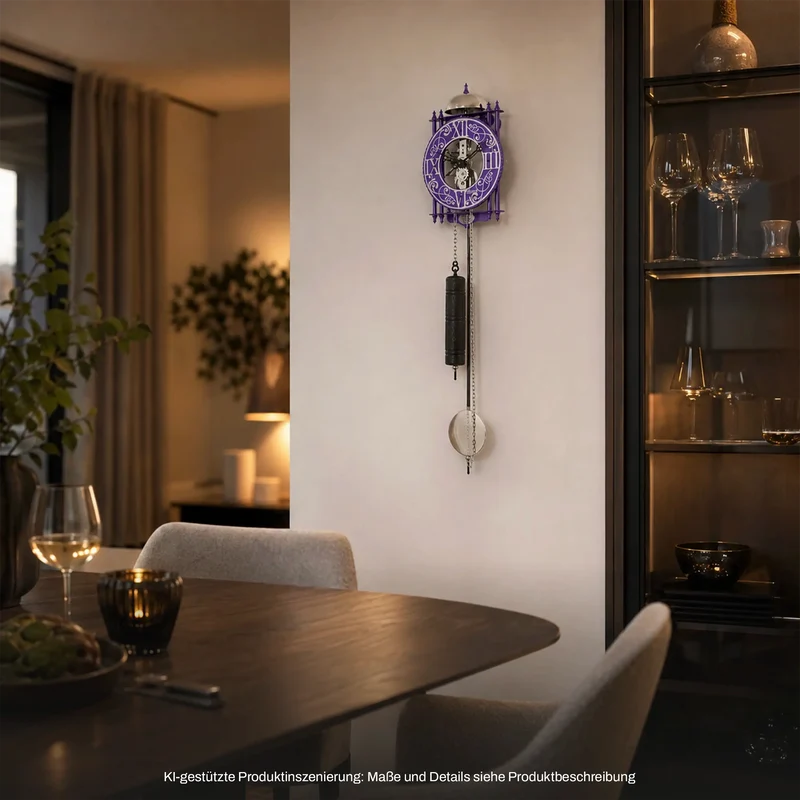 Hermle Wanduhr 62x15x10 cm Metall • Skelett-Design • Mechanisches Uhrwerk