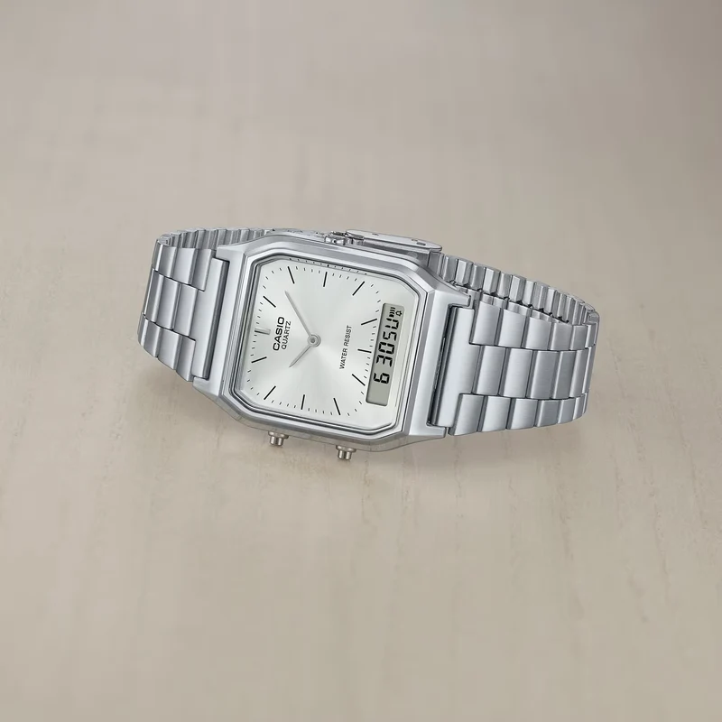 Casio Vintage AQ-230A-7AMQYES Uhr • Kultiges Retro-Design • Dual-Zeitanzeige